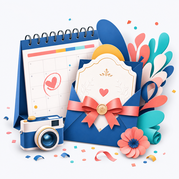 Invitación y calendario de una celebración
